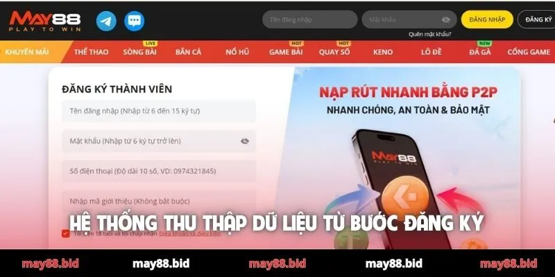 Hệ thống thu thập dữ liệu từ bước đăng ký